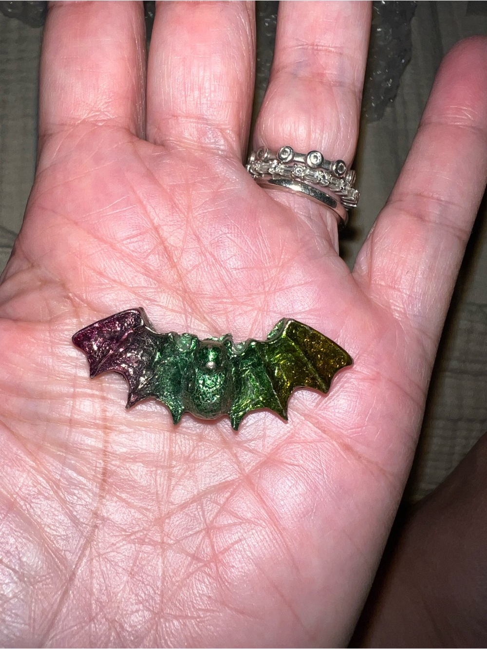 Bismuth Multicolor Carved Bat Stone